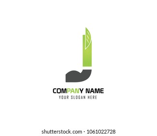 Initial Letter J Logo Design With Leaf