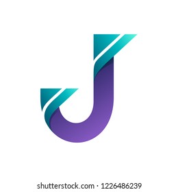 
initial letter J logo design with simple line origami style