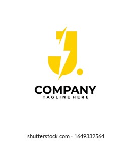 diseño inicial del logotipo j con inspiración vectorial de relámpago