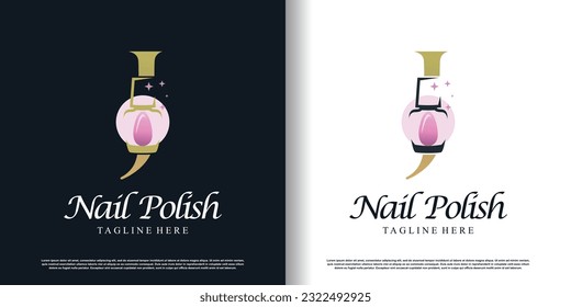 initial letter J logo design template with nail polish icon and creative concept premium vector