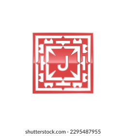 Initial letter J logo, elegant square emblem pattern.
