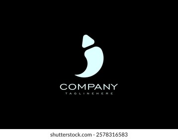 Initial Letter I or J Logo. Geometric Line Shapes Letter I or J Isolated on Dark Background. Suitable For Identity, Business and Branding Logos. Flat Design Vector Template Elements