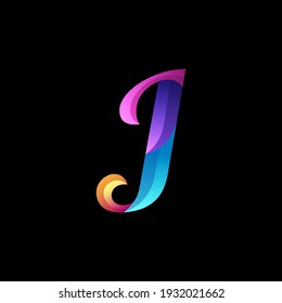 initial letter j logo with gradient vibrant colorful glossy