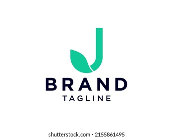 Initial Letter J Logo. Green Linear Geometric isolated on White Background. Usable for Business and Branding Logos. Flat Vector Logo Design Template Element
