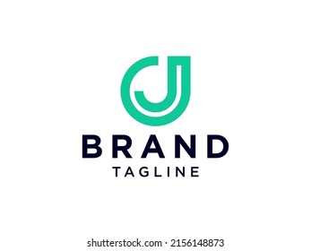 Initial Letter J Logo. Green Linear Geometric isolated on White Background. Usable for Business and Branding Logos. Flat Vector Logo Design Template Element
