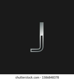 Initial Letter J logo icon. Vector design concept abstract classy letter  with silver color for initial or brand identity.