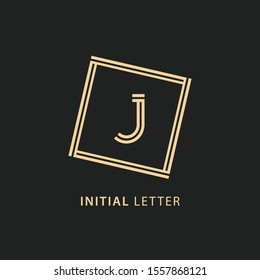 initial letter j logo with line square concept, design vector letter line template element