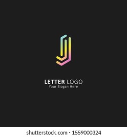 initial letter j logo with rainbow gradient colors style