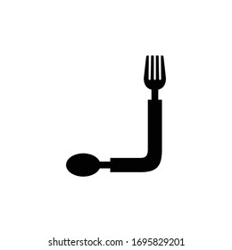 letra inicial j logotipo cucharilla y tenedor