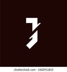 Initial letter J logo template with sporty simple cut shape illustration in flat design monogram symbol