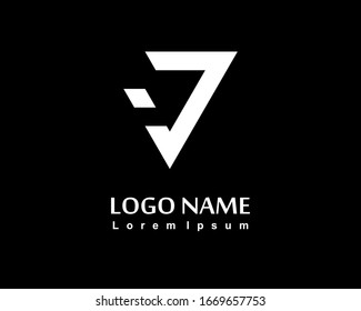 Initial letter J logo with triangle style version 2