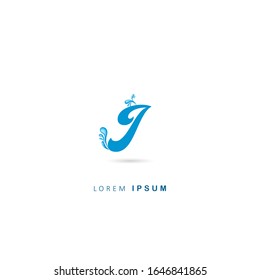 Initial Letter J Logo with water drop Elements. Vector design template elements. Aqua Logo
