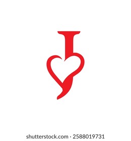 initial letter j with love valentine day