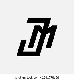 Initial letter J, M, JM or MJ overlapping, interlock, monogram logo, black color on white background