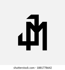 Initial letter J, M, JM or MJ overlapping, interlock, monogram logo, black color on white background