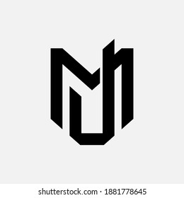 Initial letter J, M, JM or MJ overlapping, interlock, monogram logo, black color on white background