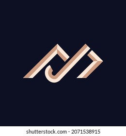 Letra inicial J y M con estilo de monograma, diseño de logotipo vectorial