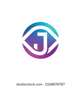 Initial letter J modern eye vision logo