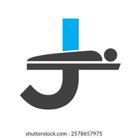 Initial Letter J MRI Symbol Of Medical MRI Procedure Vector Template. Tomography Sign