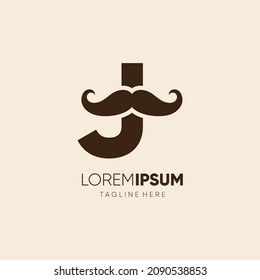 Initial Letter J Mustache Logo Design Vector Icon Graphic Emblem Illustration