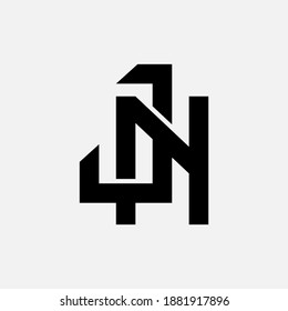 Letra inicial J, N, JN o NJ superpuesta, interbloqueo, logotipo monograma, color negro sobre fondo blanco