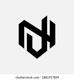 Letra inicial J, N, JN o NJ superpuesta, interbloqueo, logotipo monograma, color negro sobre fondo blanco
