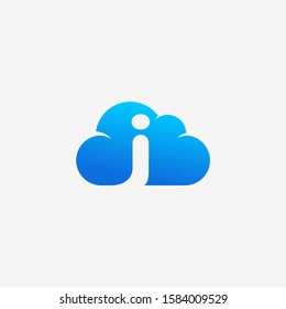 initial letter J negative space in Sky Cloud element. Technology Hosting Domain BlockChain Server Logo Design - Vector