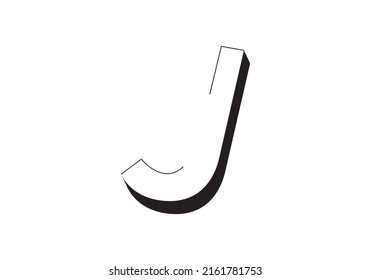 Initial letter J negative space 3d type black and white design