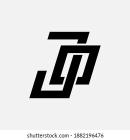 Initial letter J, O, JO or OJ overlapping, interlock, monogram logo, black color on white background
