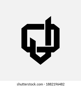 Initial letter J, O, JO or OJ overlapping, interlock, monogram logo, black color on white background