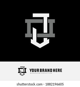 Initial letter J, O, JO or OJ overlapping, interlock, monogram logo, white and gray color on black background