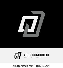 Initial letter J, O, JO or OJ overlapping, interlock, monogram logo, white and gray color on black background