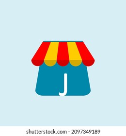 initial letter j on shopping bag. Abstract shopping logo. Online shop logo. Vector logo template