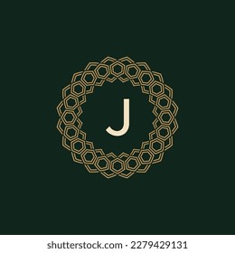 initial letter J ornamental elegant frame lines logo