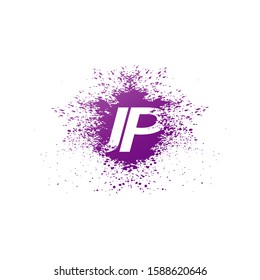 Initial  Letter J and P, JP Logo Icon Abstract  Ink Spaltter. Purple  splash  with hidden letter logo icon vector design concept