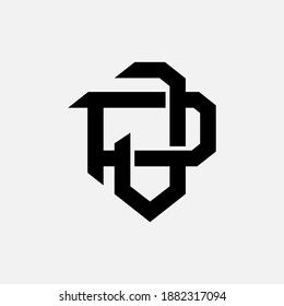 Initial letter J, P, JP or PJ overlapping, interlock, monogram logo, black color on white background