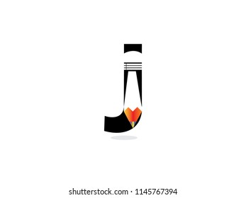 Initial letter J for Pencil Design Logo Vector Graphic Branding Letter Element.