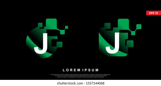 initial letter j pixel logo. modern icon, template design