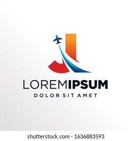Initial Letter J with Plane or Travel Logo Design