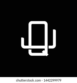 Initial letter J and Q, JQ, QJ, overlapping interlock monogram logo, white color on black background