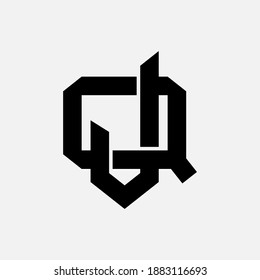 Initial letter J, Q, JQ or QJ overlapping, interlock, monogram logo, black color on white background