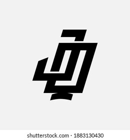 Initial letter J, Q, JQ or QJ overlapping, interlock, monogram logo, black color on white background