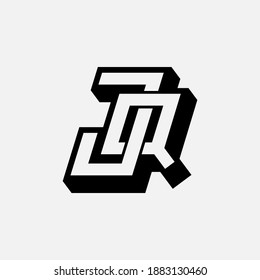 Initial letter J, Q, JQ or QJ overlapping, interlock, monogram logo, white and black color on white background