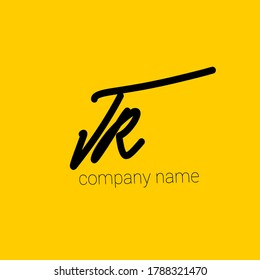 Letra inicial J R / R J Escritura a mano y logotipo de firma