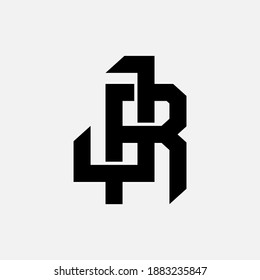 Initial letter J, R, JR or RJ overlapping, interlock, monogram logo, black color on white background