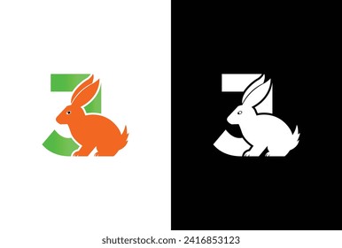 Initial letter J Rabbit logo design. Letter J Rabbit Logo Design Vector Icon Graphic Emblem Illustration Background Template.