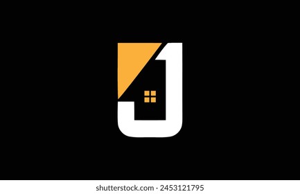 Initial letter J real estate logo vector, initial letter J house logo