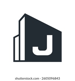 Initial Letter J Real Estate Logo Concept With City Building Symbol Vector Template