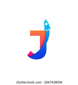 Initial Letter J with Rocket Logo Icon Symbol. Good for Company, Travel, Start up and Logistic Logos