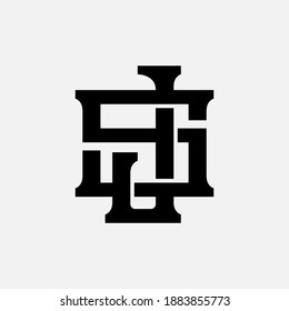 Initial letter J, S, JS or SJ overlapping, interlock, monogram logo, black color on white background